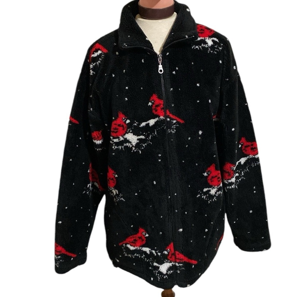 Black Mountain Outdoor Full Zip Fleece Cardinal All Over Print Jacket Size M